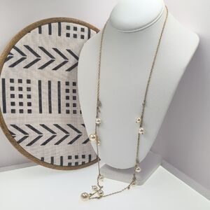 J. Crew Gold and Faux Cream Pearl Elegant Necklace